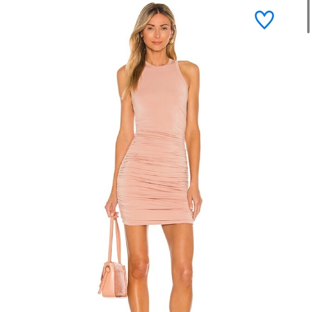 Superdown Cream and Pink Ruched Halter Mini Dress
